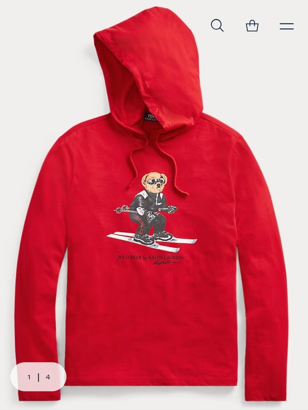 NWT Polo Ralph Lauren Red Bear Graphic Hoodie Retro Preppy Streetwear Sporty M